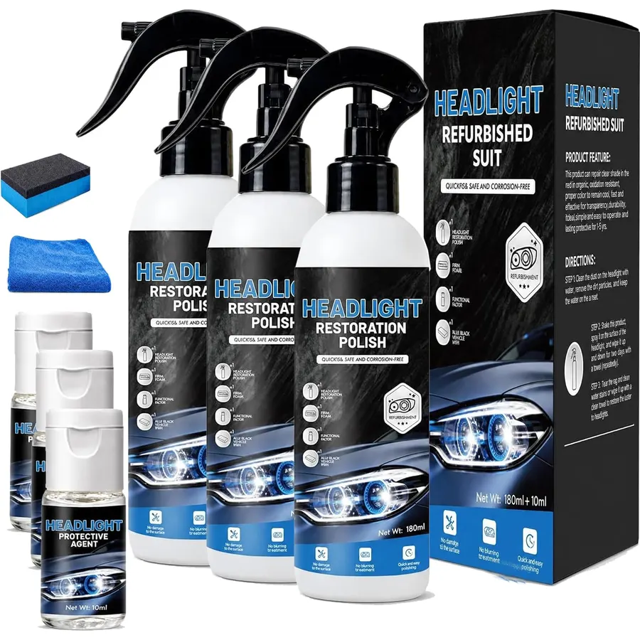 Headlight Restoration kit, Headlight Cleaner and Restorer (3PC)
