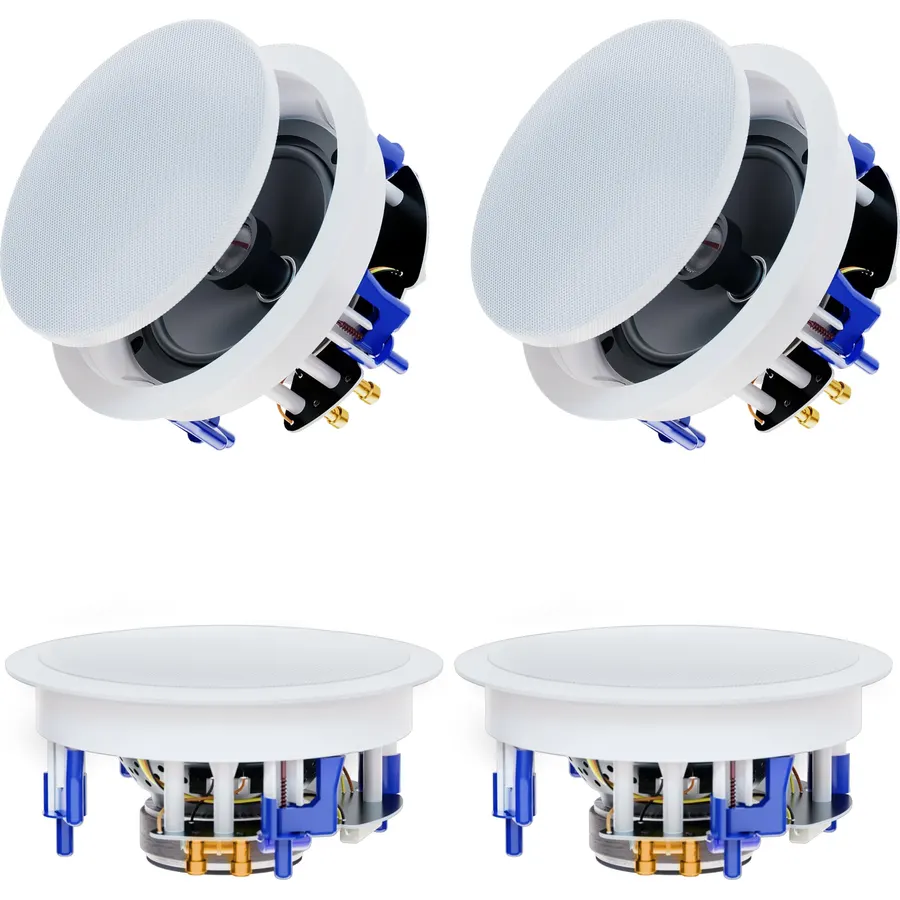 Herdio 6.5'' 640Watts 2-Way Bluetooth Ceiling Speakers Package Great for Home Theater System, Living Room,Office,Flush Mount Wired(4 Speakers)