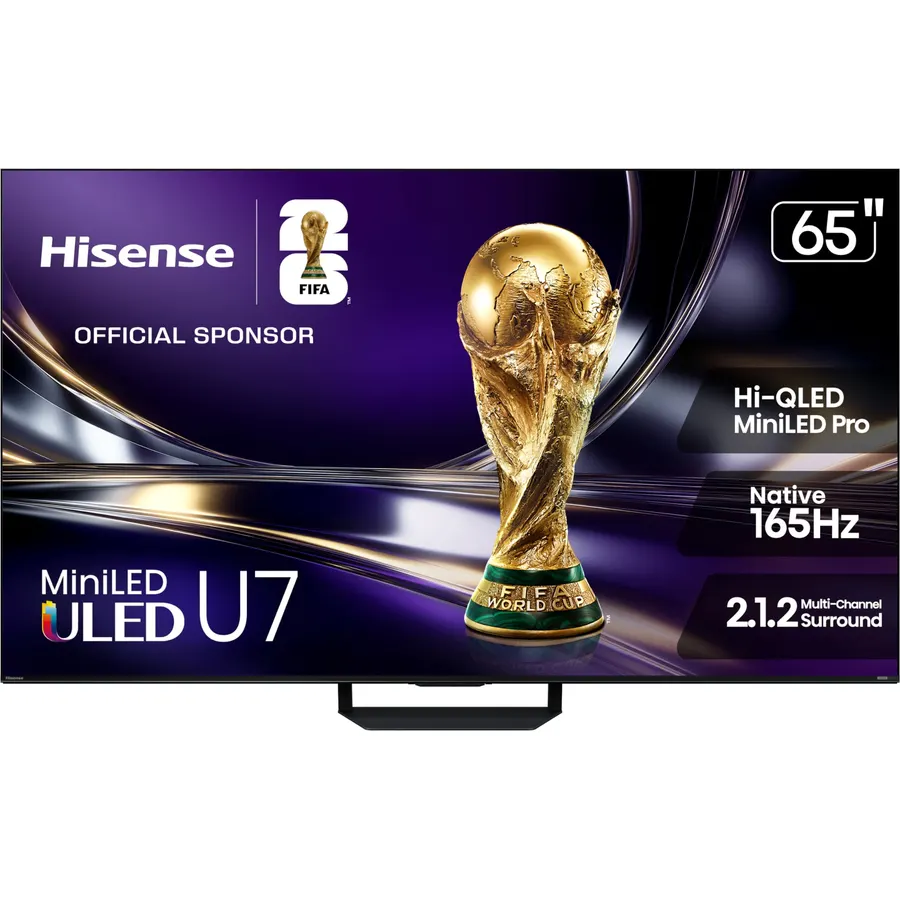 Hisense 65" U7 Mini-LED ULED 4K UHD Best Premium Gaming HDR Smart Fire TV (65U7SF, 2026 New) - Hi-QLED, Native 165Hz, VRR 330, Dolby Vision IQ · Atmos, IMAX Enhanced, Anti-Reflection, 2.1.2 Ch, Alexa+