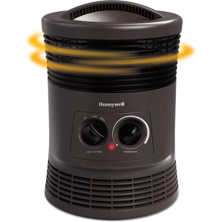 Honeywell HHF360V 360 Degree Surround Fan Forced Heater with Surround Heat Output Charcoal Grey Energy Efficient Portable Heater with Adjustable Thermostat & 2 Heat Settings, Small