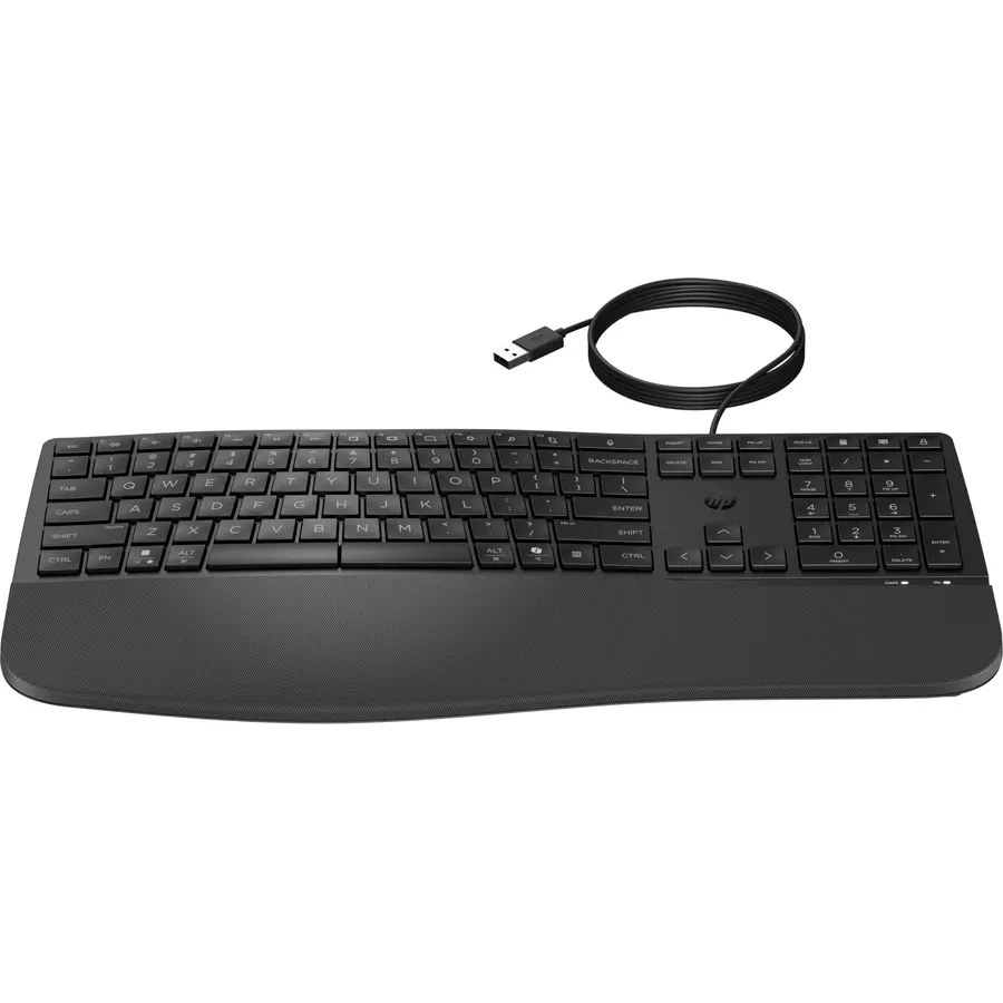 HP 480 Comfort Wired Keyboard - Plug & Play Keyboard, Connect to PC or Laptop with USB-A Cable - Windows, MacOS, & ChromeOS Compatible - 3 Adjustable Angles & 23 Programmable Keys Responsibly Made