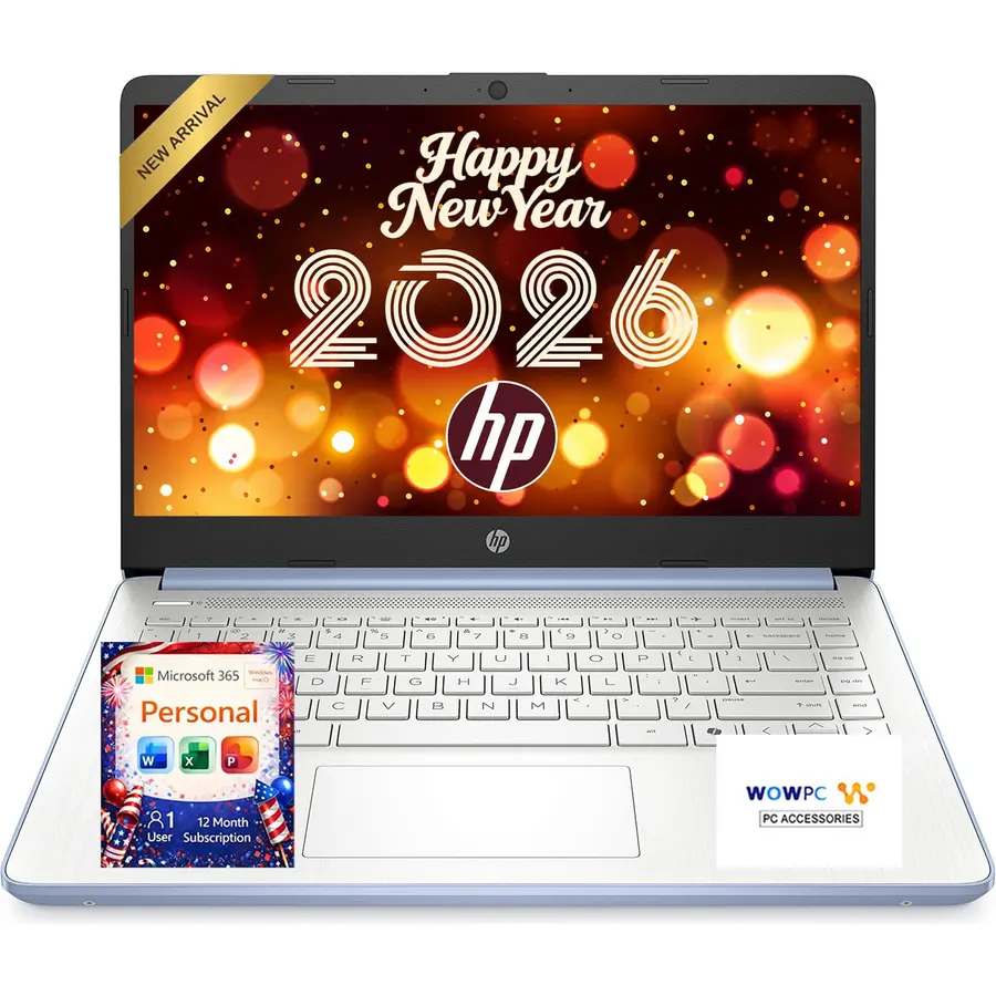 HP New Everyday Slim Laptop with Copilot AI • Intel N150 • 128GB SSD • Stunning Color • Microsoft Office 365 Included • Windows 11, Thin & Portable