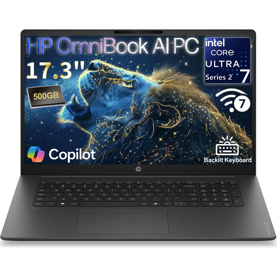 HP OmniBook 17.3" FHD Laptop, Ultra 7 255U, 32GB DDR5 RAM, 1TB PCIe SSD