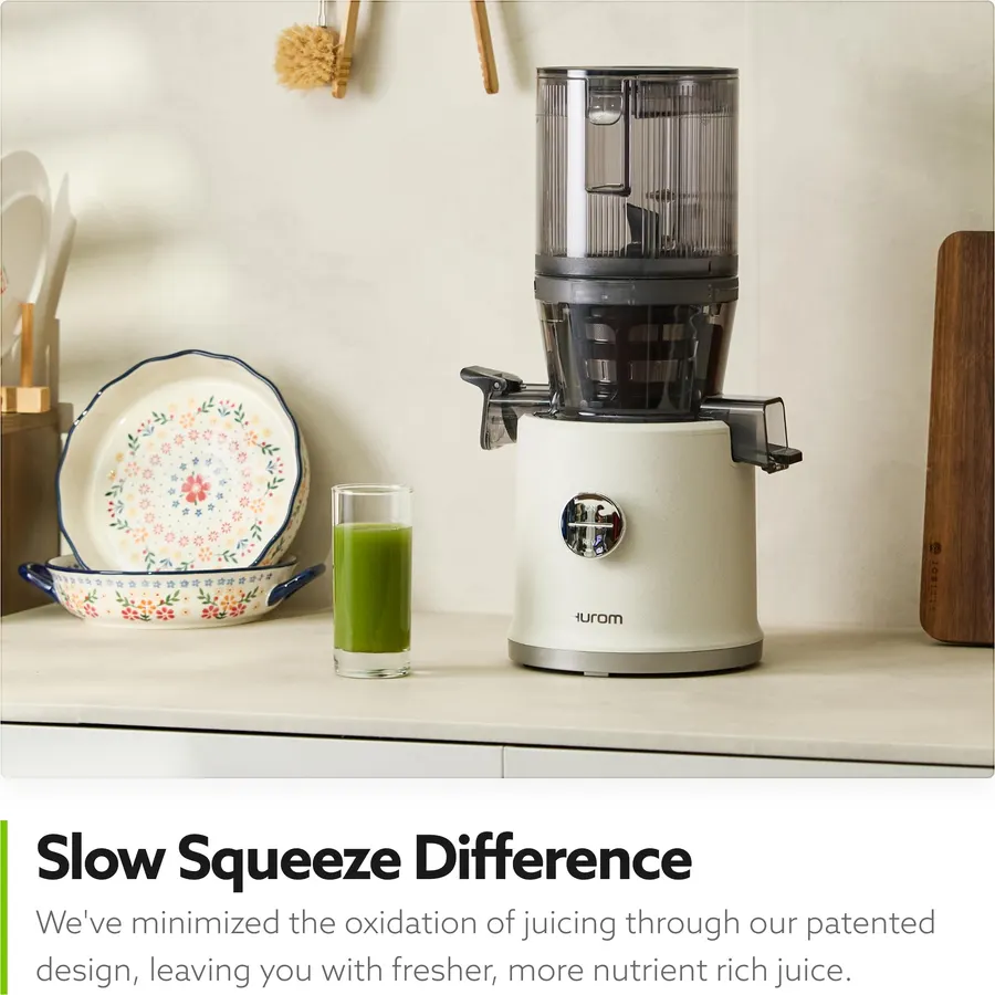 Hurom H80 Cold Press Juicer Machine — Kale — Dishwasher-Safe Parts, Spiral Blade Tech, Self-Feeding 2.2L Hopper, Slow Masticating Juicer for Whole Fruits & Vegetables, Quiet 50 RPM, 15-Year Warranty