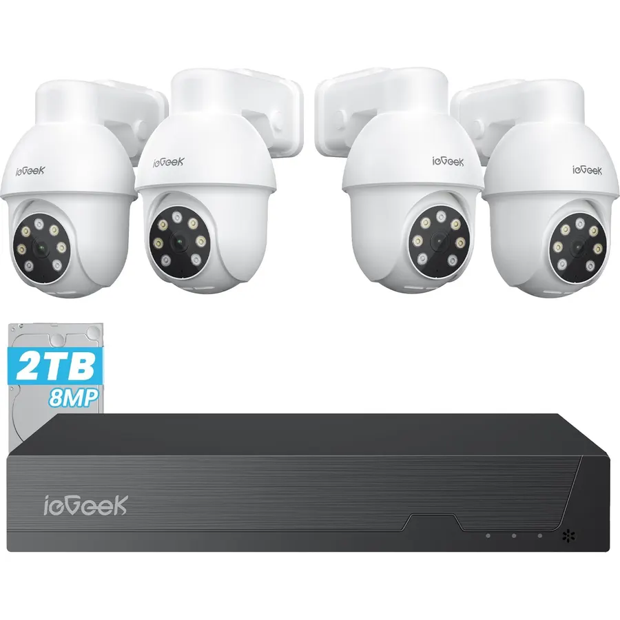 ZOSI 4K POE CCTV Security Camera System, 8pcs 4K POE Camera with AI Person Vehicle Detection, 8 Ports 16CH 8MP NVR