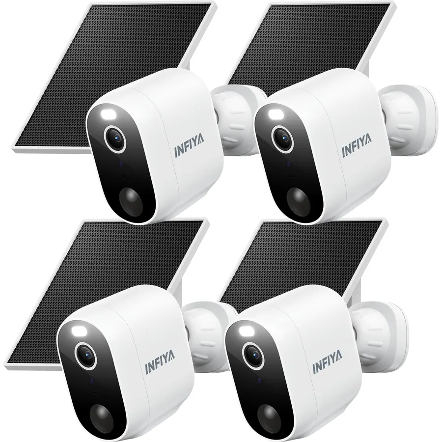 INFIYA Security Cameras Wireless Outdoor, Solar & Battery Powered, 4Pack