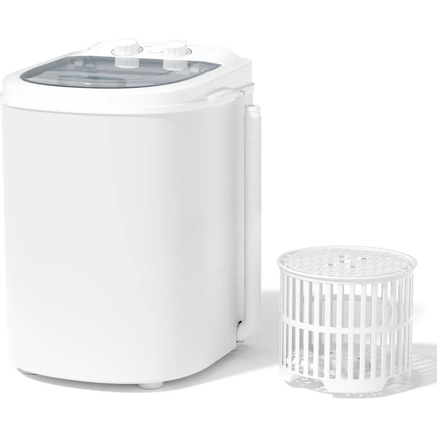 INTERGREAT Portable Washing Machine, 5.5 Lbs Mini Washer Machine Compact, 110V Single Tub Portable Laundry Washer Machine for Apartments, Dorms, Traveling, RV, Grey