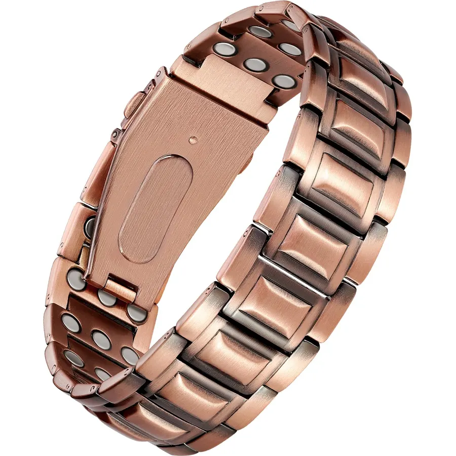 Jecanori 3X Strength Copper Bracelets for Men, Magnetic Bracelets for Men with 3800 Gauss Magnets, Premium Fold-Over Clasp