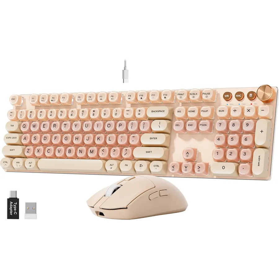Jelly-Style Wireless Mechanical Keyboard and Mouse Combo, RGB Backlit, KM81