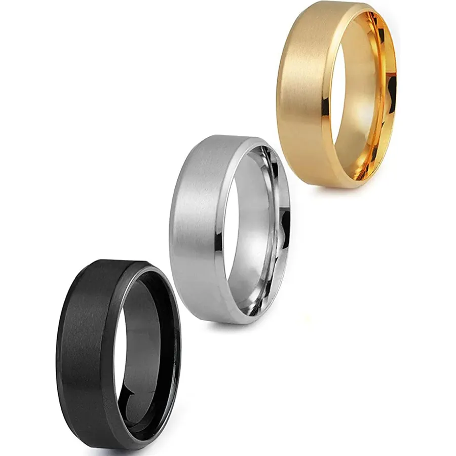 Jstyle 3Pcs Stainless Steel Rings for Mens Wedding Bands Ring Size 6-14