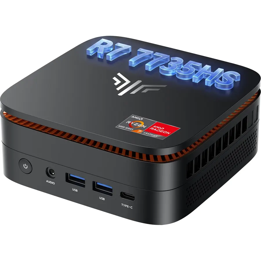 KAMRUI Hyper H1 Mini Gaming PC, AMD Ryzen 7 7735HS(Beats 7640HS/6800H), 24GB LPDDR5 1TB M.2 NVMe SSD Mini PC(8C/16T,up to 4.75GHz), 16MB L3 Smart Cache, Triple 4K Display/WiFi6/BT5.2/Mini Desktop PC