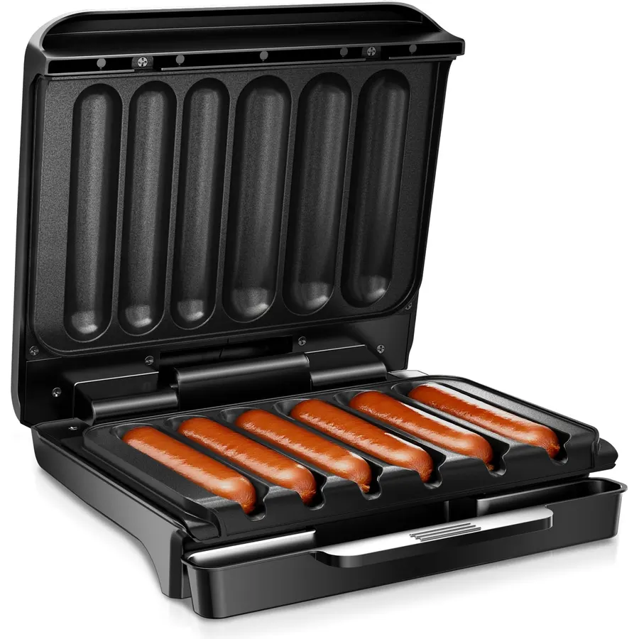 KEINVE Hot Dogs Machine, Electric Grill with Oil Drip Tray, and Cord Storage, Ideal for Veggie Sausages, BBQ or Sausage, Nonstick Plate for Easy Clean