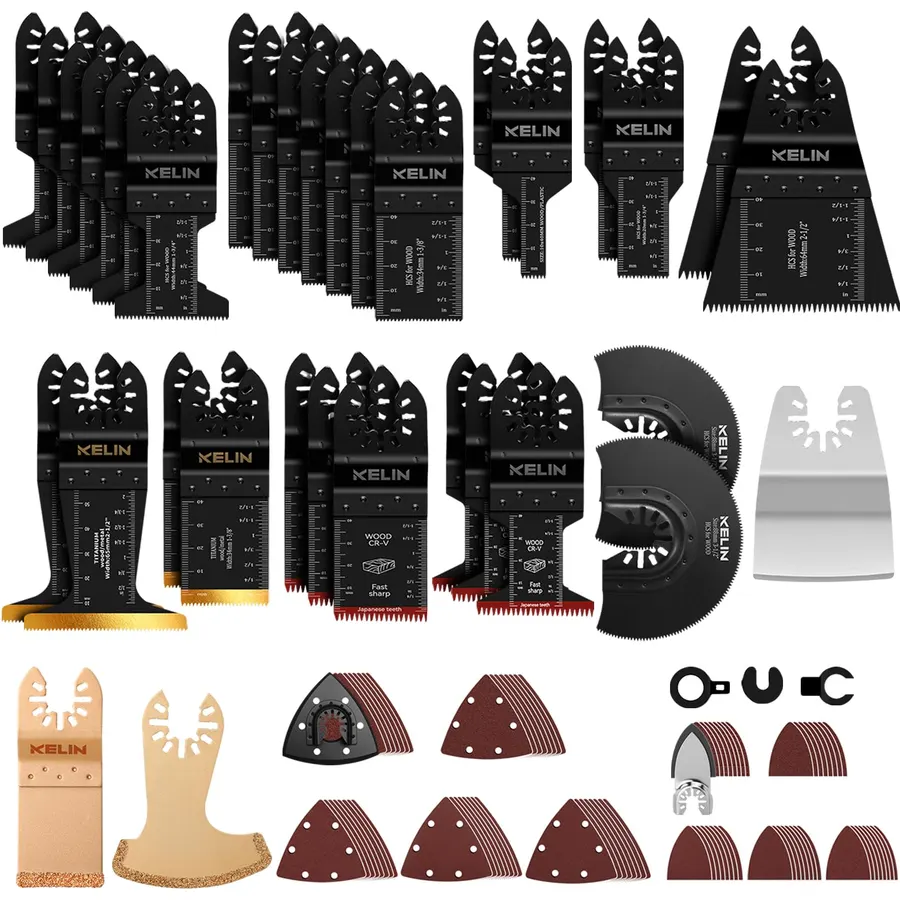 KELIN 118 PCS Multitool Blade Kits Cutting and Sandpaper Oscillating Tool