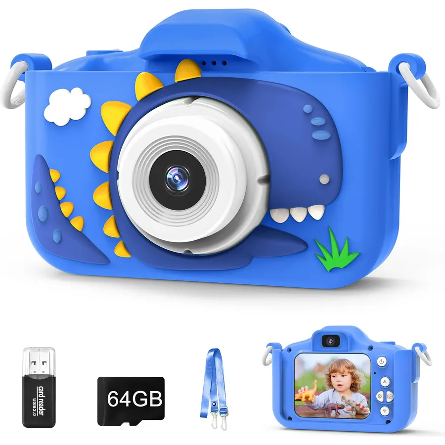 Kids Camera for 3-8 Year Old Girls Boys, 48MP Dual Lens 1080P Toddler Camera for Kids with 64GB SD Card, Children Digital Video Camcorder Selfie Camera Christmas Birthday Gifts