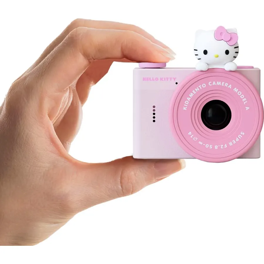 kiimento Ultra-Compact Kids Digital Camera & Video Camcorder for Ages 3–5 with Selfie Lens, 16GB Memory Card, Adjustable Soft Strap Lanyard, Scavenger Hunt Momento Book – Model A (Hello Kitty)