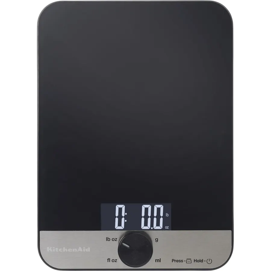 KitchenAid KQ914WH Glass Surface 11 Pound Capacity Digital Kitchen and Food Scale, Scale for Food Ounces and Grams, Dry and Liquid Ingredients, White