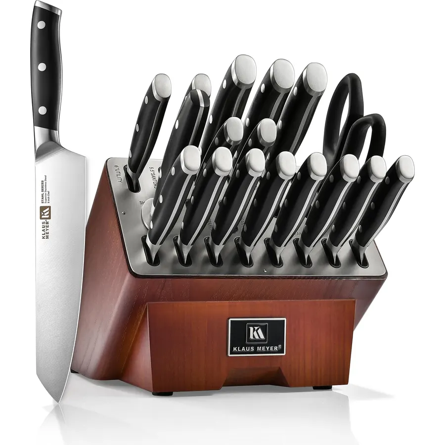 KnifeSaga 12-Piece Kitchen Knife Set with Block and Sharpener