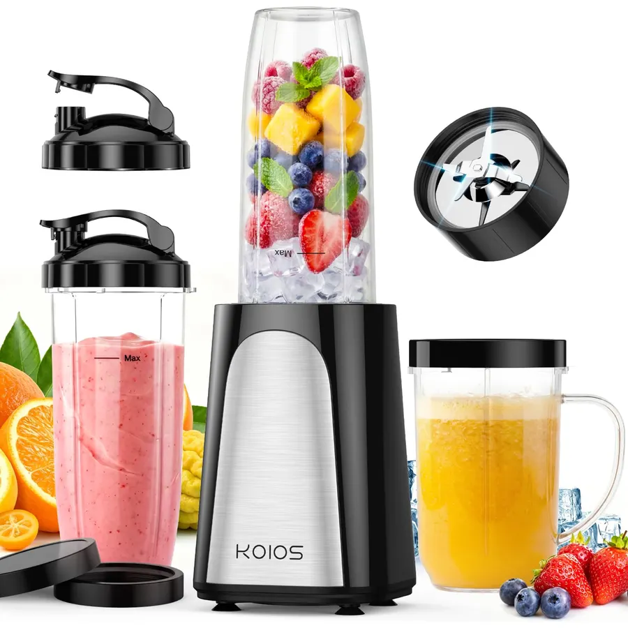 KOIOS 1000W Smoothie Blender, 15-in-1 Single Serve Set, Press-Twist Design