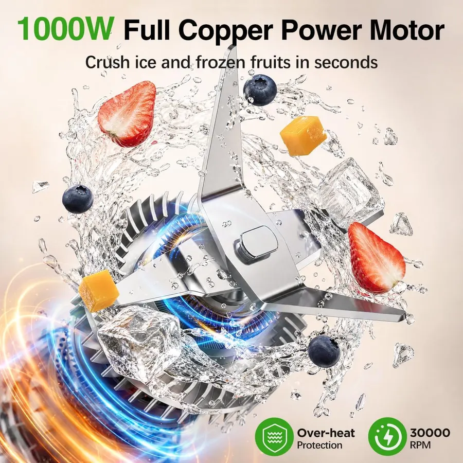 KOIOS Smoothie Blender, 1000W Blenders Smoothies and Shakes, Frozen Drinks