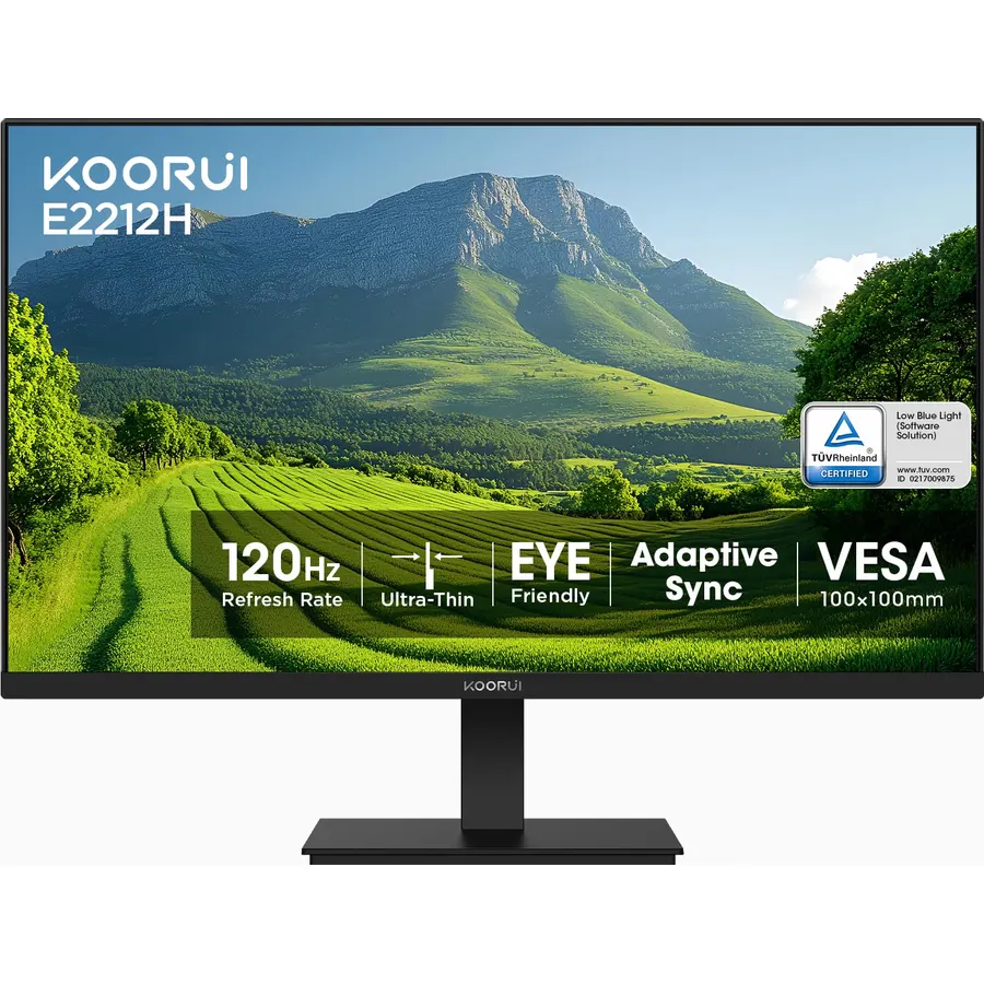 KOORUI 22 Inch Computer Monitor FHD 120Hz VA VESA Low Blue Light, E2212H