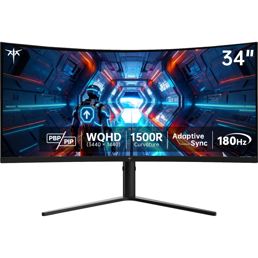 KTC 34 Inch Ultrawide Curved Gaming Monitor, 3440x1440 UWQHD 180Hz, H34S5