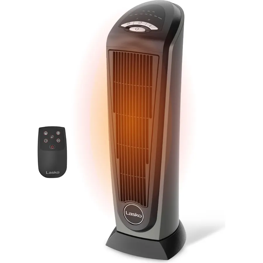 Lasko 23" Ceramic Tower Space Heater with Remote Control - Silver - 751320