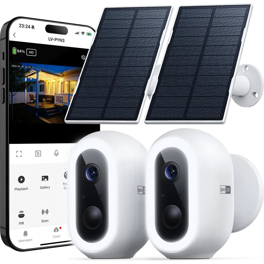 Laview 2K Solar Security Cameras Wireless Outdoor, Rechargeable Battery Wifi Cameras for Home Security with Spotlight Color Night Vision,Siren Alarm,AI Human Detection,IP65,2-Way Talk,Cloud/SD Storage