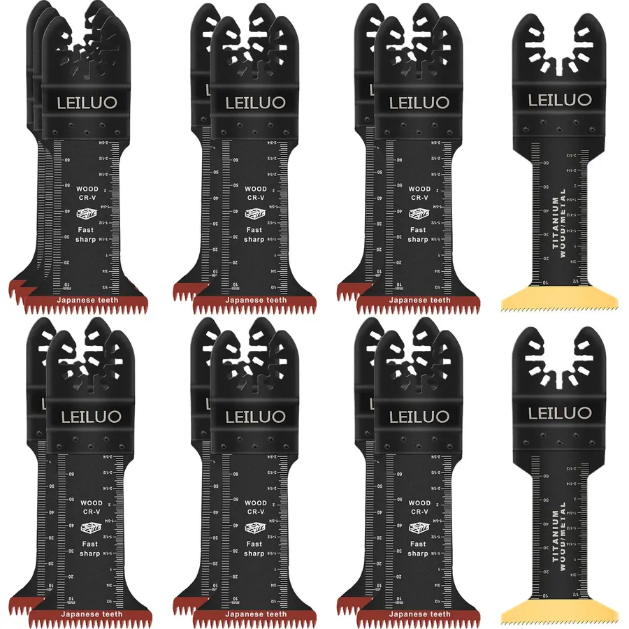 LEILUO 15Pcs Oscillating Tool Blades for Wood Metal, Long Multitool Blades