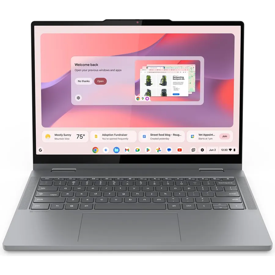 Lenovo Chromebook 2-in-1 - Lightweight Laptop - Google Gemini - Intel® N150 CPU - 14" WUXGA IPS Touchscreen Display - 4GB RAM - 128GB UFS Storage - Integrated Intel® Graphics - Luna Grey