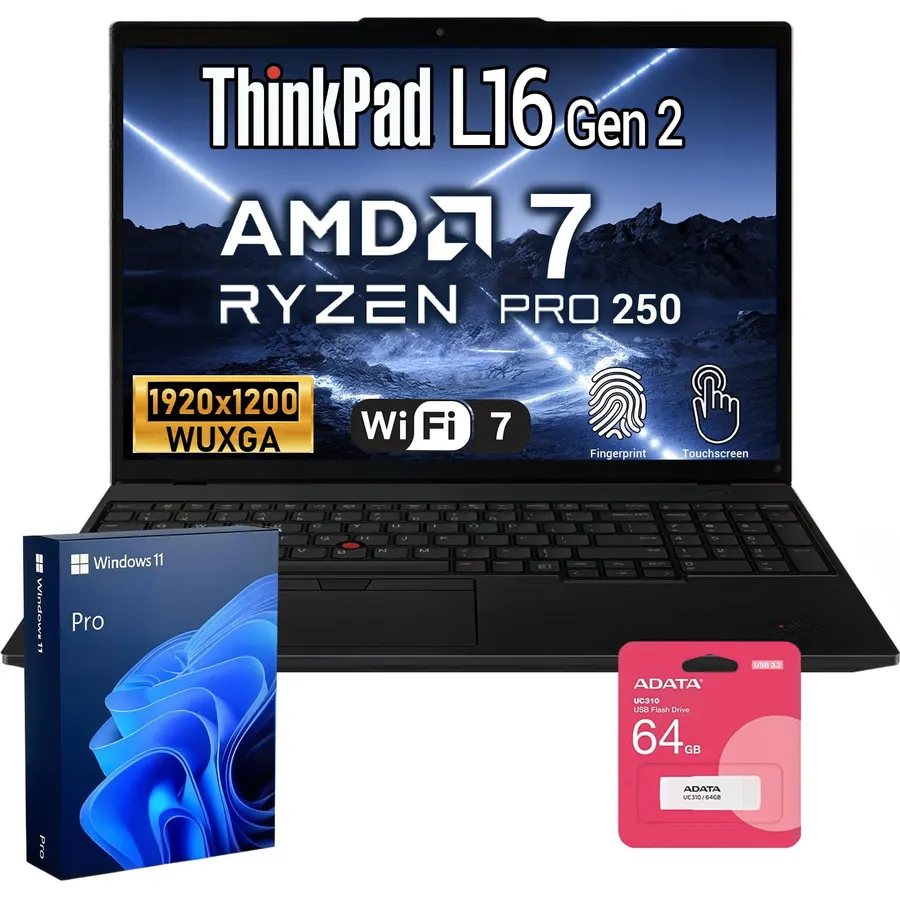 Lenovo ThinkPad L16 Laptop, FHD+ Touch,AMD Ryzen 7 Pro 250,16GB | 512GB