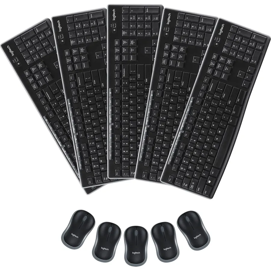 Logitech MK270 Wireless Keyboard & Mouse Combo Travel Home Office Modern Bundle for PC & Laptop, Pack of 5