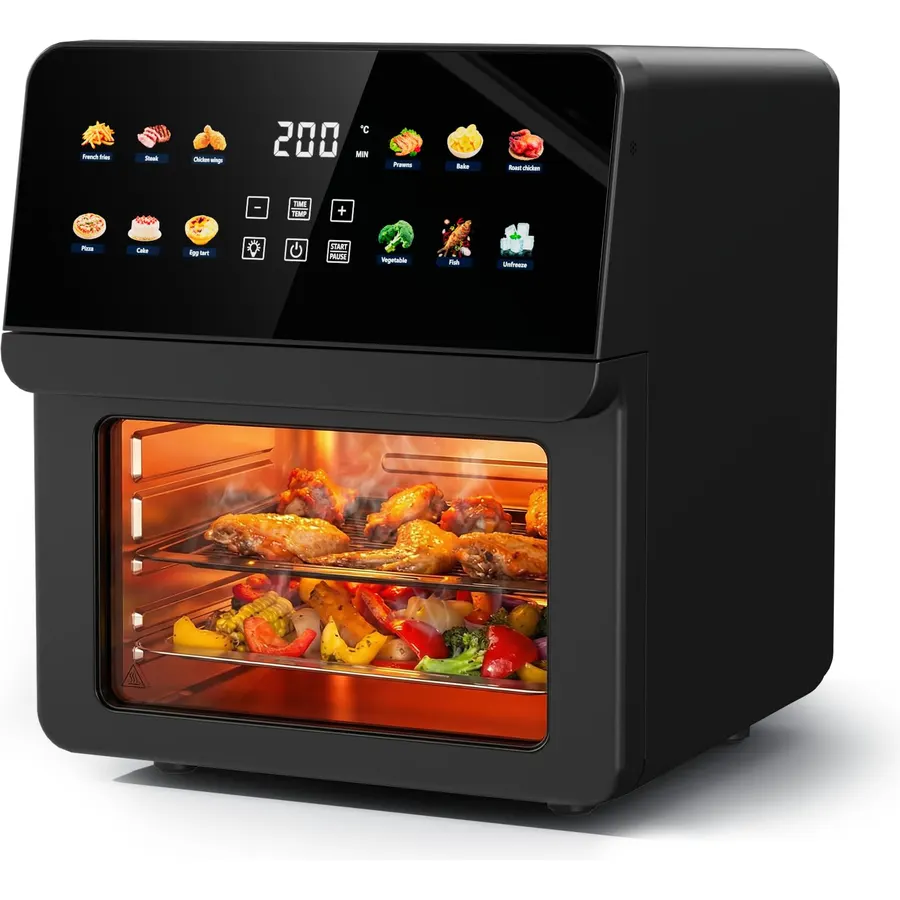 Ludatido 12QT Air Fryer Oven, 8-in-1 Toaster Oven Combo, Family Size, Black