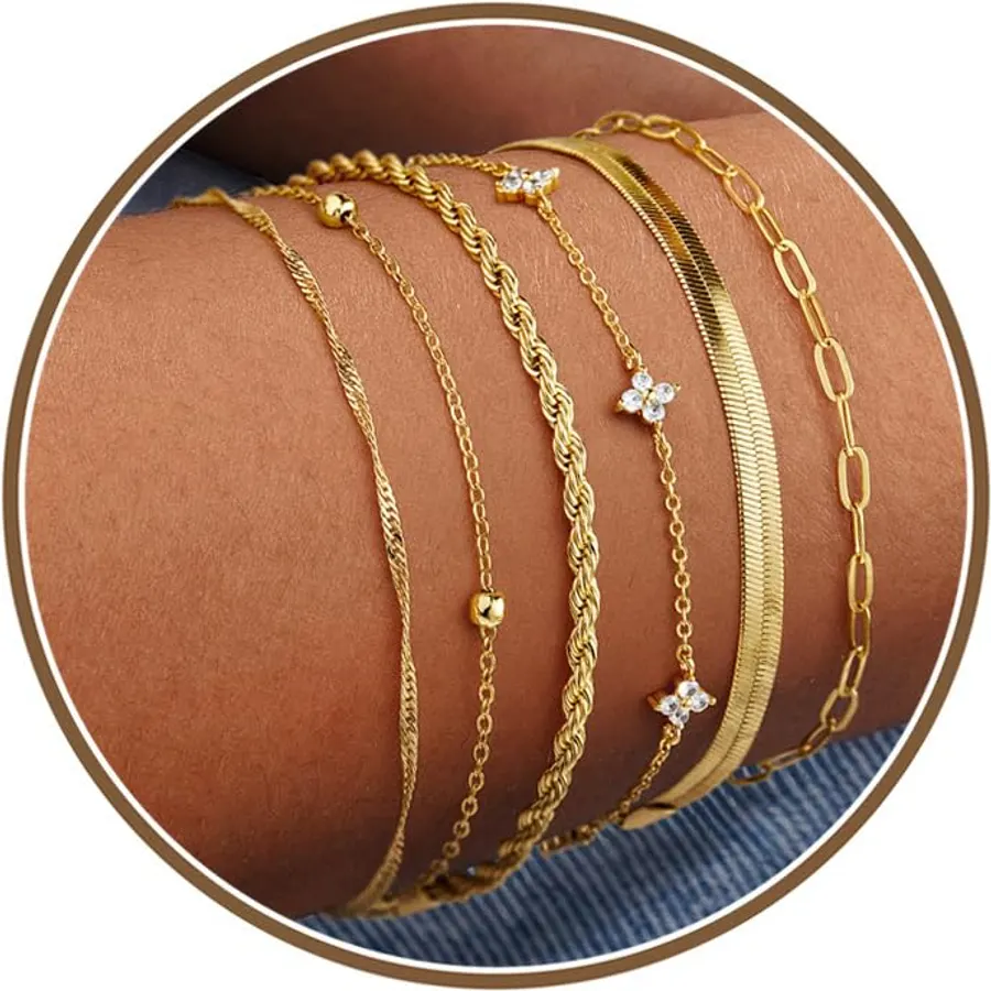 M MOOHAM Gold Bracelets Set for Women No Tarnish