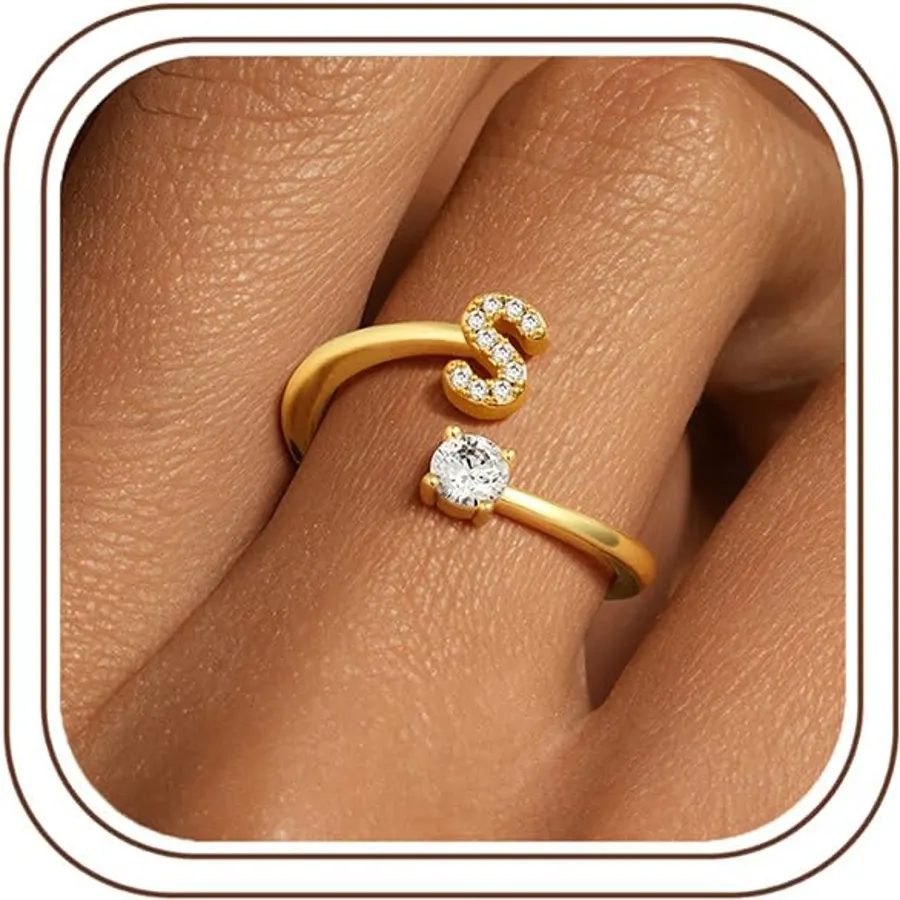 M MOOHAM Initial Rings for Teen Girls Women Gifts, Rings for Girls Kids
