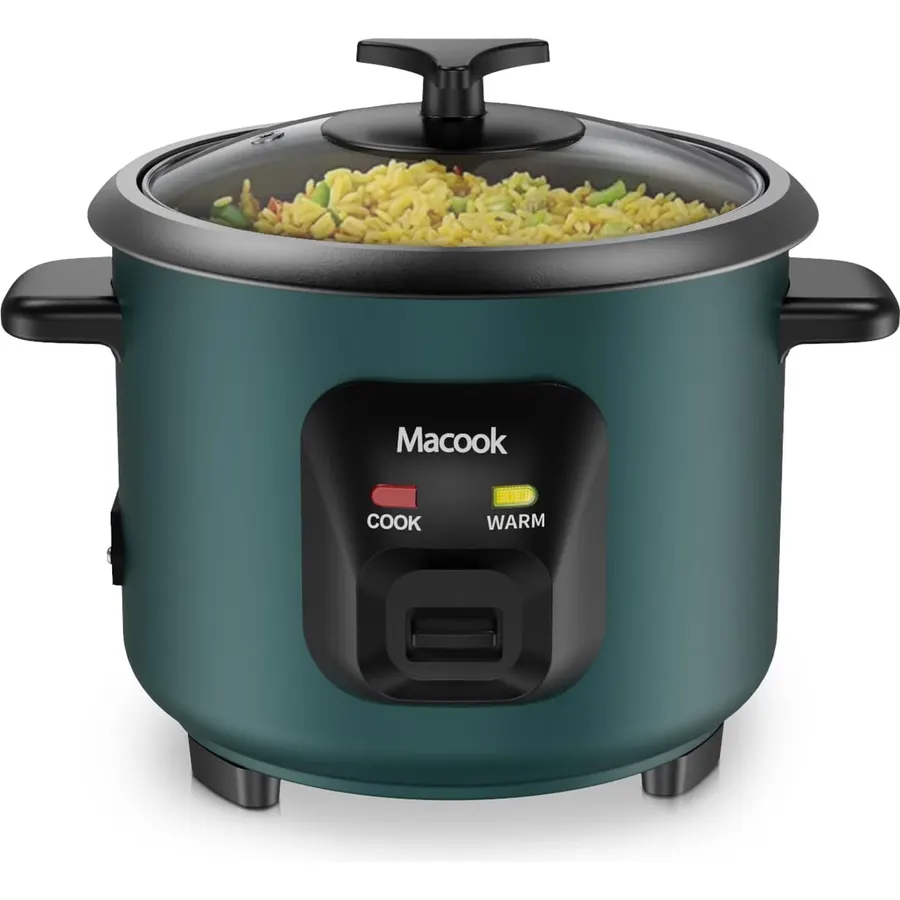 Macook Mini Rice Cooker | 6-Cup (0.6L) Small Rice Maker | One-Button Operation | Non-Stick Inner Pot | Automatic Keep Warm & Overheat-Proof | for 1-6 People, Students & Small Families (Green)