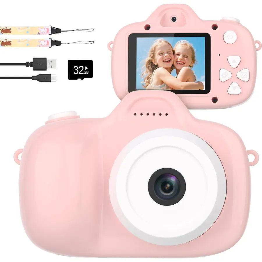 Mafiti Kids Camera,26MP HD Mini Selfie Digital Camera for Kids,Toddler Camera1080P Video,Outdoor Toy for Holiday,Birthday Xmas Gift for 3-8 Years Old Girl Boy,Pink