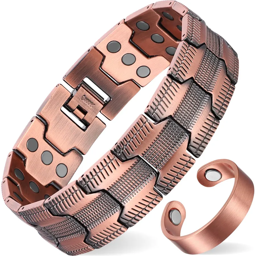 MagEnergy Copper Cross Bracelet for Men-Ultra Strength Magnetic Bracelet