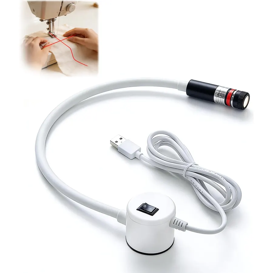 Magnetic Positioning Quilting Light with Crosshair Guide – Adjustable Red Laser Guide for Straight Stitching Precision Sewing & Quilting, Secure Magnetic Attachment for Sewing Machines