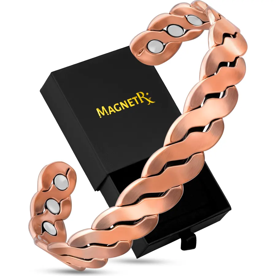 MagnetRX® Copper Cuff Magnetic Bracelets for Men & Women (Twisted)