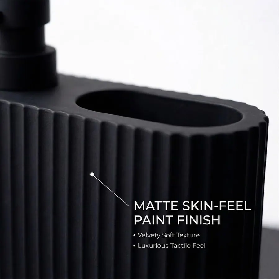 Matte Black Dish Soap Dispenser with Sponge Holder for Kitchen Sink - 2-in-1 Plastic Soap Dispenser Bottle with Soft-Touch Finish