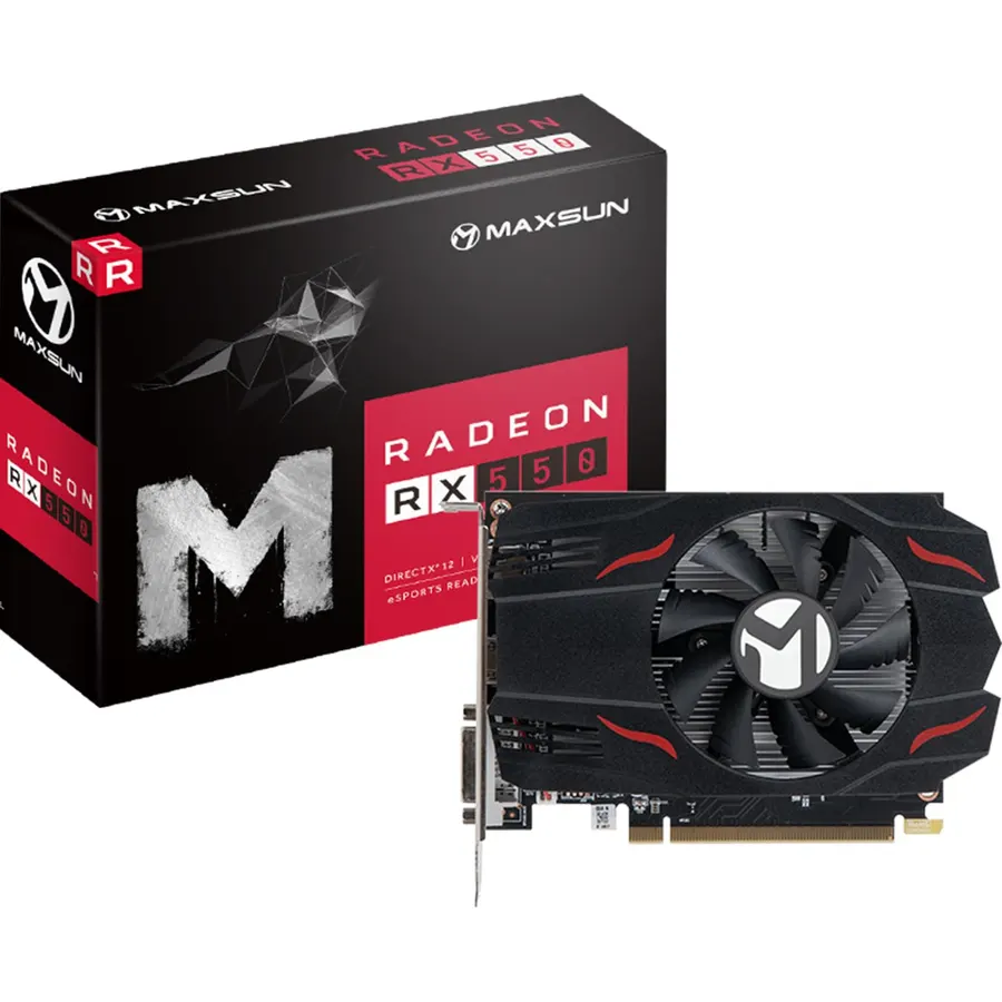 maxsun AMD Radeon RX 550 4GB GDDR5 ITX Computer PC Gaming Video Graphics Card GPU 128-Bit DirectX 12 PCI Express X16 3.0 DVI-D Dual Link, HDMI, DisplayPort