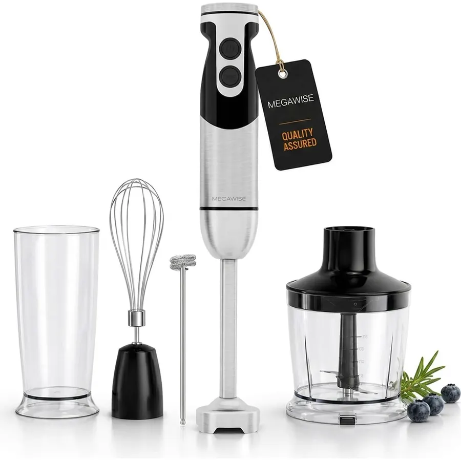 MEGAWISE 1000W Hand Blender,Multi-Attachment Immersion Blender with Chopper