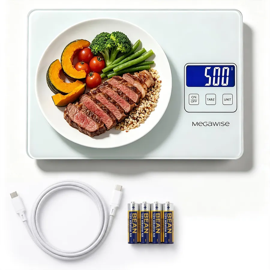 MEGAWISE Digital Kitchen Food Scale, 33lb, USB Rechargeable