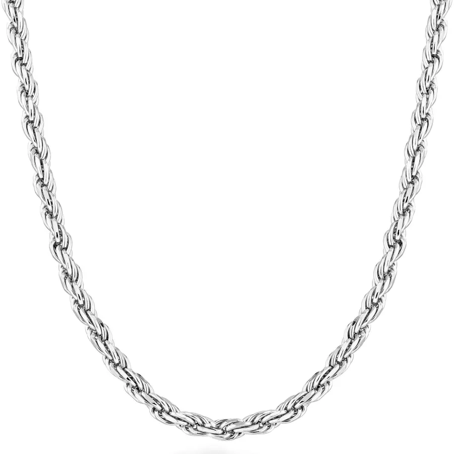 Miabella Italian 925 Sterling Silver 2mm 3mm Rope Chain Necklace Men Women