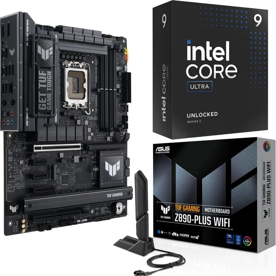 Micro Center CPU Motherboard Combo - Ultra 9 285K 24-Cores LGA 1851 Desktop Processor Bundle with Tuf Gaming Z890-Plus WiFi Motherboard