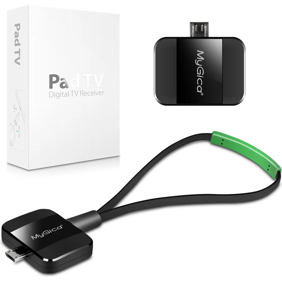 Micro USB TV Tuner Card with Type C Adapter - Watch Live TV Anywhere, Freeview HD Receiver, Wireless HDTV Stick Tuner, USB Antenna for Android Phone, Tablet, PC - No Internet Needed