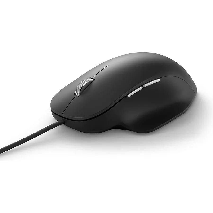 Microsoft Ergonomic Mouse Black - Comfortable Ergonomic Design and Thumb Rest. Wired USB Mouse with 2 Programmable Buttons, Works for PC/Laptop/Desktop