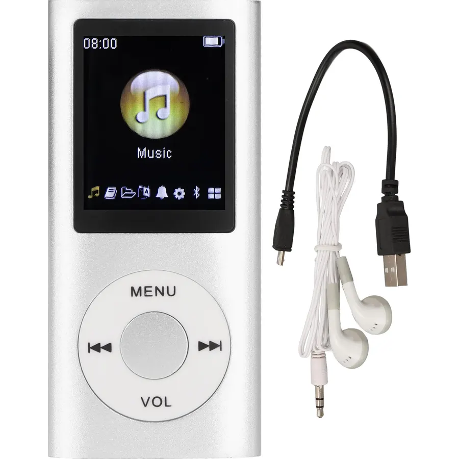 Mini Portable MP3, Stylish Multifunctional Lossless Sound Slim MP3 Music Player, 1.8inch Large LCD Screen Music Player, Portable Digital Lossless Music MP3 Player(Silver)