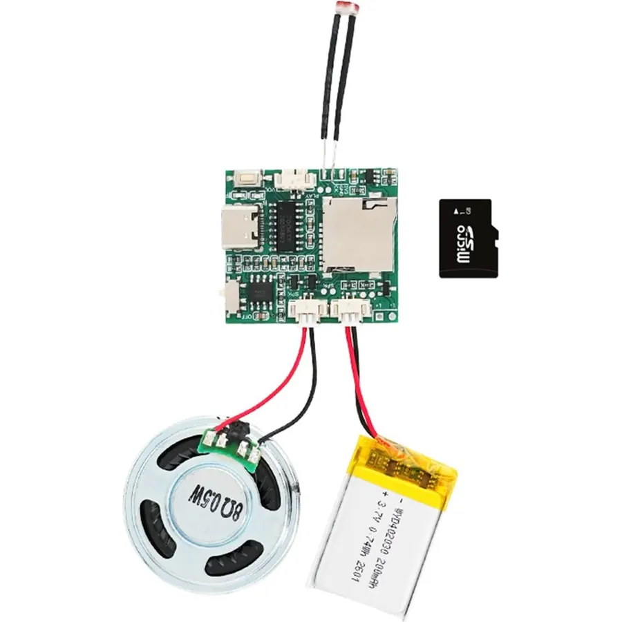 MP3 Music Voice Module Chip with Speaker,Light Sensor Downloading & Recording Sound Module,Programmable DIY Sound Recorder Music for Personalize,Halloween, Christmas,New Year Crafts Greetings Cards.