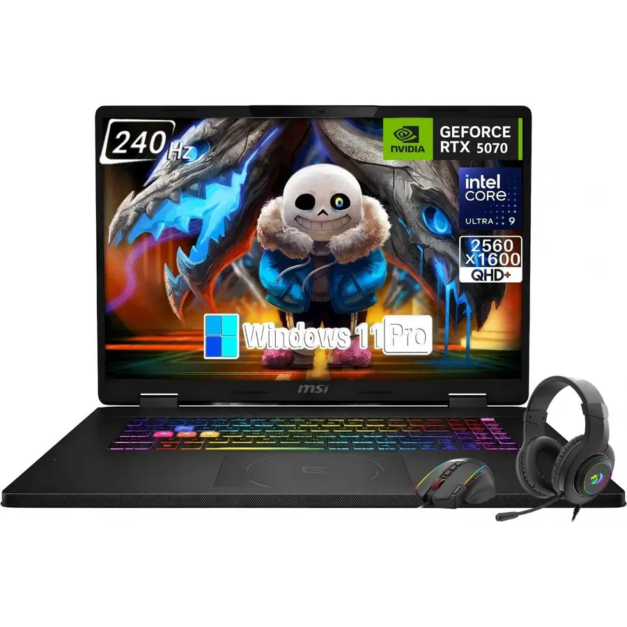 msi Crosshair 18 HX AI 18" Gaming Laptop, Intel Core Ultra 9 275HX (24 Cores, Up to 5.4 GHz), NVIDIA RTX 5070, 18" QHD+ (2560 x 1600) 240Hz, 16GB RAM DDR5, 1TB NVMe SSD, Windows 11 Pro, W/Accessories
